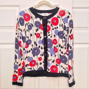 Talbots Red and Blue Floral Cardigan